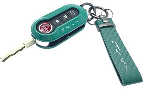 Nordecco Coque de clé brillante compatible avec Fiat 500C 500-500L Abarth Grande Punto Brava Panda Stilo Linea (porte-clés vert, coque vert turquoise)