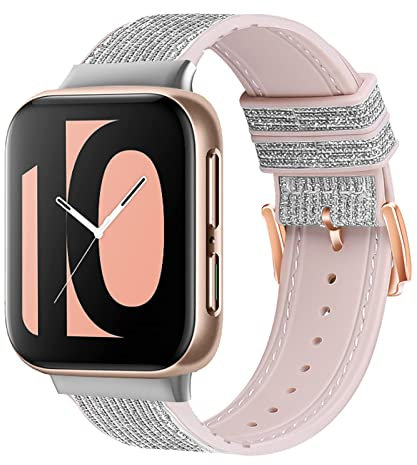 Glitzer Armband für Oppo Watch 41mm/Oppo Watch 46mm Ersatzarmbänder, Glitzer Weiche Silikon Sport Armbänder Ersatz Kompatibel mit Armband Oppo Watch 41mm/Oppo Watch 46mm (E,41mm)