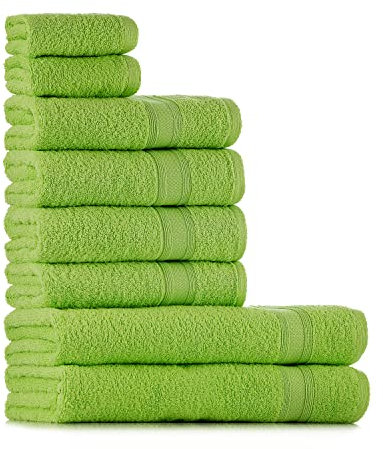 Tuiste Lot de Serviette de Bain Vert Pomme, 2X Drap de Bain (70x140), 4X Serviette de Toilette 50x90, 2X Petite Serviette Essuie Main (30x50), Salle de Bain, Grande Linge de Bain, Serviette éponge