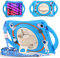 UFinetech Housse iPad Mini 6 Robuste pour Enfants - Coque Antichoc avec Poignée 360°, Support, Porte-Stylo, Sangle Épaule Ajustable - Thème Astronaute Spatial - Silicone & PC - Bleu Clair
