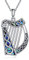 DAYLINLOVE Harfen Kette 925er Sterling Silber Halsmit Harfen Anhänger Keltischem Knoten Abalone Muschel Musik Irischer Nordischer Pangan Schmuck Geschenke für Damen Frauen Mädchen Harfenliebhaber