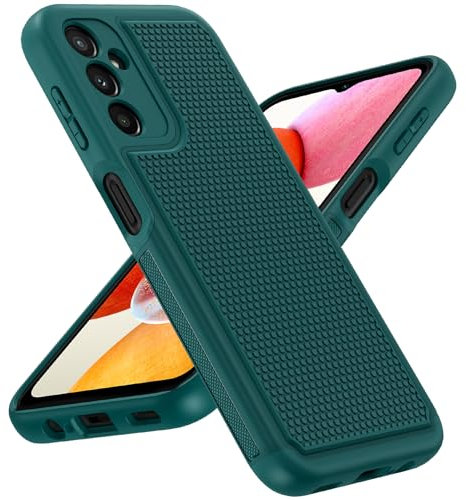 FNTCASE for Samsung A14 Phone Case: Dual Layer Shockproof Drop Protection Galaxy 4G/5G 360 Military Grade Protective Mobile Cover Rugged Matte Heavy Duty Slim TPU Green