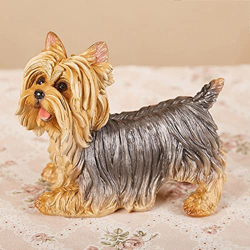 MBROS Tierische Gartenstatuen, Harz-Yorkshire-Terrier-Statue, Simulationshund-Ornamente, Hundestatue, Wohnzimmer, Heimeinrichtung, Outdoor-Gartendekorationen