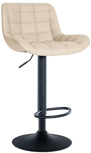 CLP Barhocker Tover I Höhenverstellbarer Tresenhocker I 360° Drehstuhl Mit Rückenlehne Für Tresen Und Theke, Farbe:Creme, Material:Kunstleder