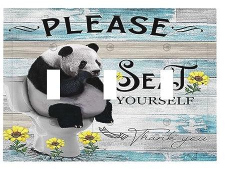 Placa de pared de 3 bandas con diseño de panda en el inodoro, diseño de girasol rústico, placa de interruptor de luz de triple palanca, cubierta decorativa para enchufe, placa frontal eléctrica para