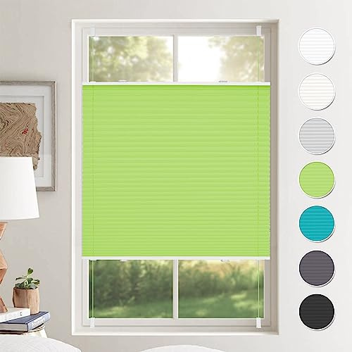 Plissee ohne Bohren Plissees Klemmfix Grün 90x120cm(BxH) Jalousie Plisseerollo Blickdicht Fensterrollo innen ohne Bohren Sichtschutz & Sonnenschutz Rollos für Fenster ohne Bohren