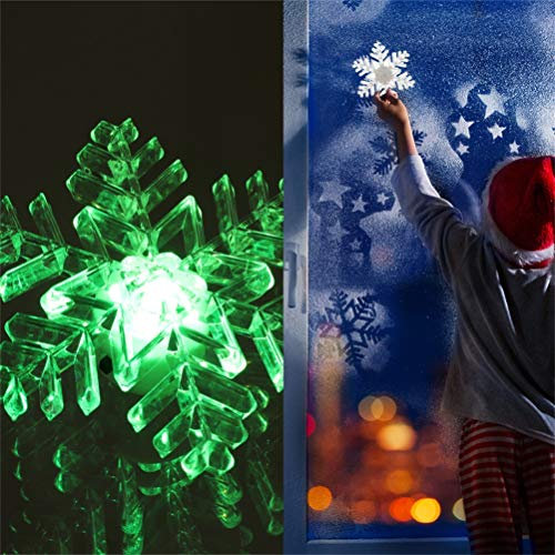 Mrisata 5 Stück Schneeflocken-Fensterlichter mit Saugnapf, Bunte LED-Schneeflocken-Lichter Weihnachtsfeier, Fenster- und Wanddekoration (Bunt)