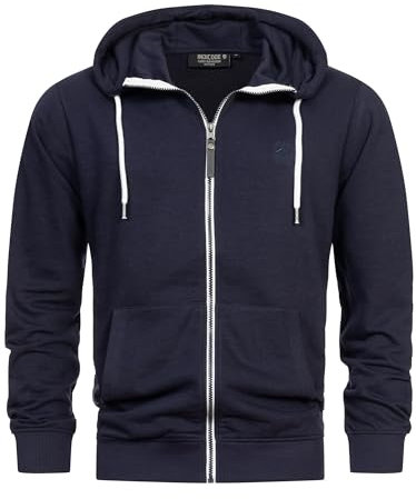Indicode Herren INChristos Sweatjacke mit Kapuze und Reißverschluss | Hooded Jacket Kapuzenjacke für Männer Navy, L