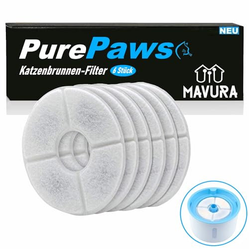 PurePaws Ersatzfilter Filter Set für Haustier Trinkbrunnen, Wasserspender Katzenbrunnen Katzen Hunde [6er]