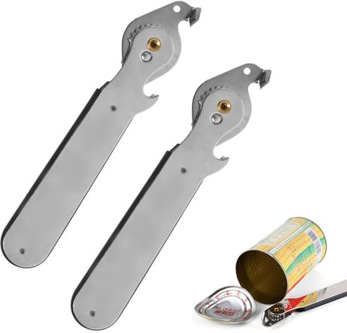 Apriscatole Professionale,Apriscatole a leva,Inossidabile Apriscatole Manuale,Can Opener in Acciaio Inossidabile Antiscivolo con Funzione Apribottiglie per Cucina