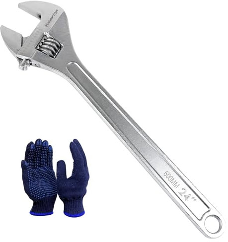 KARRYTON 24 Inch Adjustable Wrench with 2-1/2(63mm) Max Jaw Opening (Scales Metric and SAE), Drop Forged Alloy Steel Adjustable Spanner for Various Fasteners, Chrome Plated Handle Polished