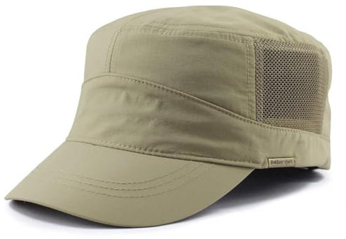 WOYUANSHA Herren Kappe Hut Overs IZE Mesh Flat Top Cap Erwachsene Outdoor Dünn Polyester Hut Männer Frauen Große Größe Militär Armee Kappe 55-60Cm Fluor Zentr Grün