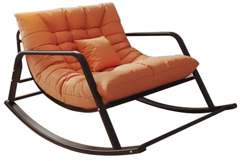 JIESOO Schaukelstuhl Mit Technischem Stoff Gepolstert - Gleiter Mit Hoher Rückenlehne für Wohnzimmer, Terrasse, Hinterhof, Balkon (Orange)