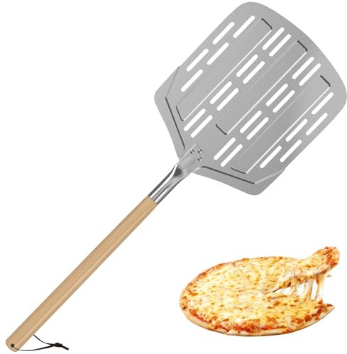 Pizza buccia da 12 x 14 pollici in alluminio in metallo pizza spatola con impasto per pizza per pizza perforato a manico esteso BOBASH(Come mostrato nella figura)