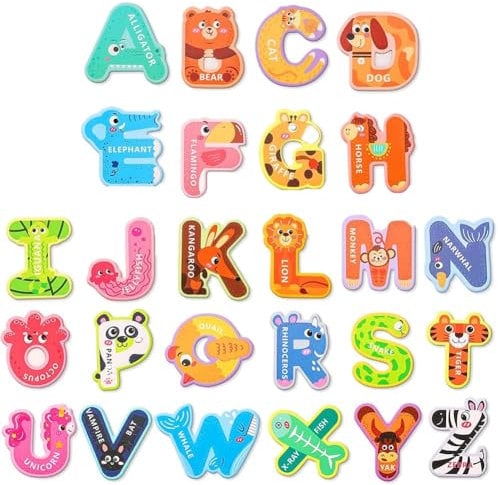 ZPSOSPZ Magnetic Letters,26PCS Colorful Magnetic Letters A-Z Fridge Magnets For Kids ABC Magnetic Fridge Letters Capital Animal Letters Toys Educational Learning Games Toys For Kids