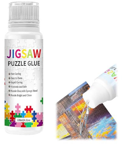 Colla Per Puzzle Trasparente, Confezione Per Puzzle Atossica, Colla Puzzle Con Testa In Spugna,Accessori Per Attaccare E Appendere Rapidamente I Puzzle,Colla Puzzle Per Cornice- 120ml