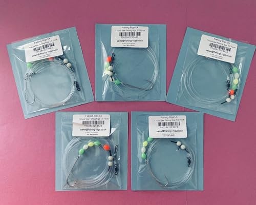 Sea Fishing Rigs Made By Fishing Rigs Uk, 5 In A Pack, Fantastic For Shore, Pier And Boat Fishing, Strong Built Rigs For Casting, Just Attach To Your Leader, Bait Up, Cast Out, Catch Fish.