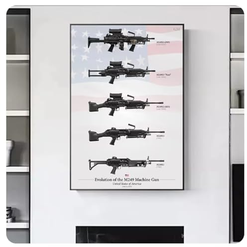 Vintage Militärische Schusswaffen, Waffen-Evolution, Poster, Leinwandbild, Armee-Waffe, Wandkunstdruck, Wohnzimmer, Heimdekoration, 50 x 70 cm, ohne Rahmen