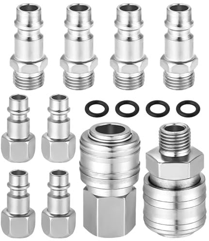 10 Piezas Acoplador de Aire 1/4 BSP Conector de Manguera, Conectores Rapidos Aire Comprimido, Repuestos Compresores, Acoplamiento Rápido, Para Mangueras,Conector Compresor Aire