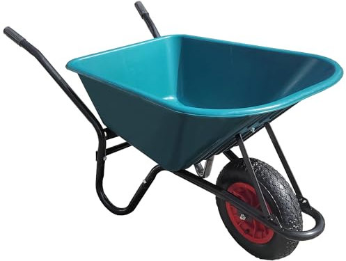 Green Wheelbarrow - Plastic Wheelbarrow Professional Garden Barrow with Puncture Proof Wheel - TaskBarrow 110L