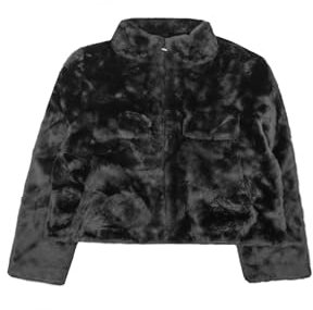 QUEEN HELENA Kurzpelz Winter Warm Jacke mit weichem Fell Casual Damen PLC08, Schwarz , Einheitsgröße