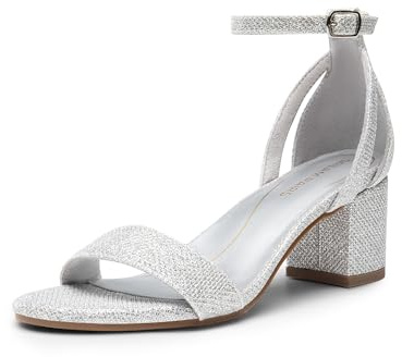 DREAM PAIRS Damen Sandalen mit Knöchelriemen und Blockabsatz Elegante Hochzeit und Party Schuhe,Size 38,Silber-Glitzer,DWUMHS2535