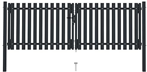 Gartentor Stabmattenzaun Gartentür Doppelflügeltor Doppeltor Hoftor Flügeltor Einfahrtstor Gartentpforte mit Pfosten und Befestigungsmaterial, 306x125 cm Anthrazit