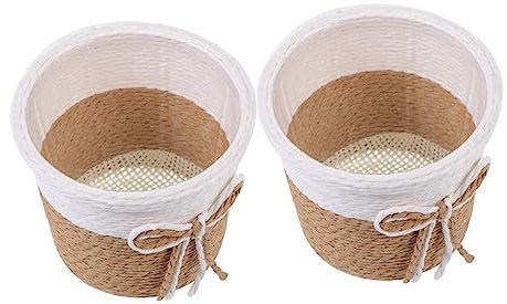 YARNOW Cache-Pots Floraux – Lot De 2 Pots De Fleurs Tressés en Corde De Papier – Petits Pots – Parfait pour Les Plantes Dintérieur