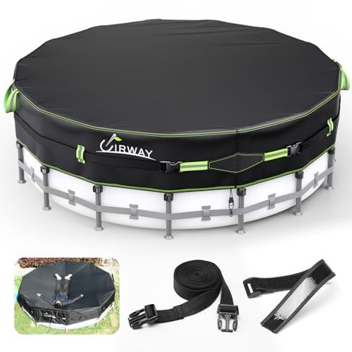 UIRWAY 500D Poolabdeckung Rund 548cm [2025 Verbesserte Schwerlastplane] Abdeckplane Pool mit UV-Schutz, Neue Super-Winddichte Spanngurte mit Gel-Beschichtung – Robuste Poolplane für Aufstellbecken