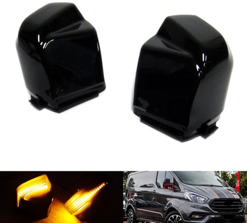 RZG 2x Black Smoked Lens Side Mirror Indicator Amber LED Marker Repeater Light For 2012-2023 Transit Custom Tourneo Custom