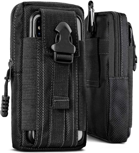 ONEFLOW Survival Case für OnePlus 13R Handy Gürteltasche aus Nylon mit Karabiner, Taktische EDC Tasche mit Gürtel Halterung, Etui Handyhülle Outdoor Handytasche, Schwarz