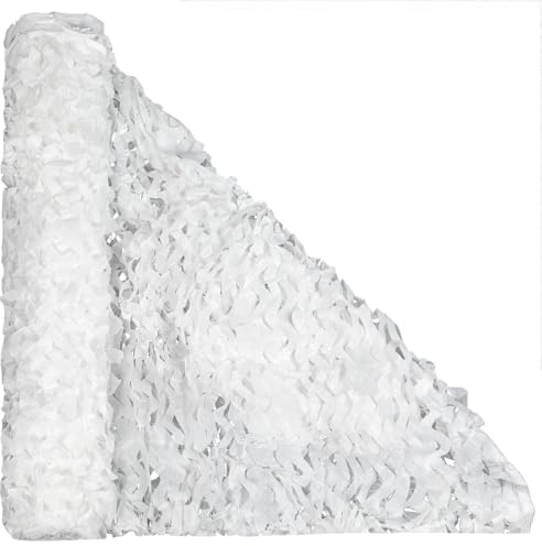 Filet Camouflage Blanc,210D Filet De Camouflage Renforcé Filets Militaire Couverture pour Parfaits Chasse d'ombrage, Camouflage Décoration,Terrasse Protection Solaire,Cadre d'un Mariage 2X3 4X6