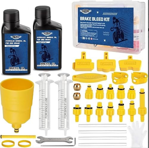 RDDAIPE Kit Purge Frein pour Shimano, Tektro, Magura Hydraulic Disc Brakes, Kit Frein Hydraulique VTT MTB, Kit de Purge de Frein Hydraulique Velo avec 300ml Huile Minerale et Entonnoir