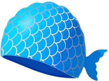 OHREN 1 Pezzo Cuffia da Nuoto Impermeabile ed Elastica per Bambini in Silicone con Design a Squame di Sirena per Ragazze