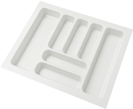 inferramenta Organizzatore di Posate per Cassetto - Vaschetta Portaposate in Plastica Bianca - Moduli Regolabili per Cucina (Modulo 60cm)