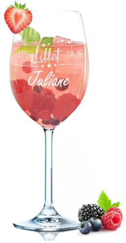 GRAVURZEILE Leonardo Weinglas mit Gravur - It's Lillet Time V2 - Personalisiert mit Name - Graviertes Weinglas mit Spruch für Lillet Sangria Aperitif & Cocktail Liebhaber zum Geburtstag - Daily