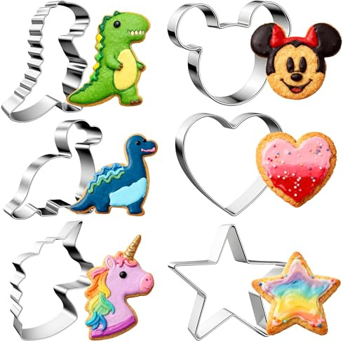 MINO ANT Stainless Steel Cookie Cutters, Mickey Unicorn Dinosaur Heart Star