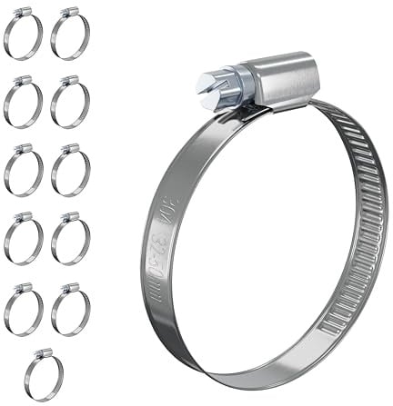 12 abrazaderas de manguera de acero inoxidable, 32-50 mm, juego de abrazaderas de manguera de acero inoxidable 304, abrazaderas ajustables para manguera de gasolina, manguera de jardín, piscina, tubo