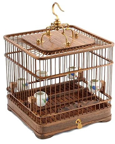 KFGISD, Vogelkäfige Holzvogelkäfige Vintage Quadratischer Vogelkäfig Einfache Vogelträger Tragbarer Vogelhausträger Nach Hause,Vogelkäfig(Bronze Small)