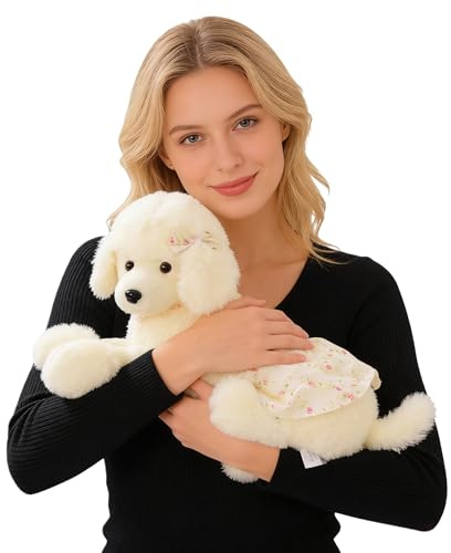 Xiyocadt Kuscheltier Hund – Süßer Pudel Plüschtier mit Kleid, Weiches Stofftier zum Kuscheln, Dekoration & Geschenk für Kinder (30CM)