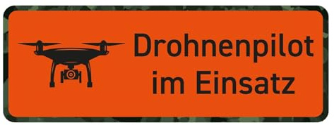 Drohnenpilot im Einsatz Premium Magnetschild/Magnettafel für Auto, Kfz, Pkw & Einsatzfahrzeuge - Schild Maße 27.5 x 10 cm, orange Signalfarbe für optimale Sichtbarkeit