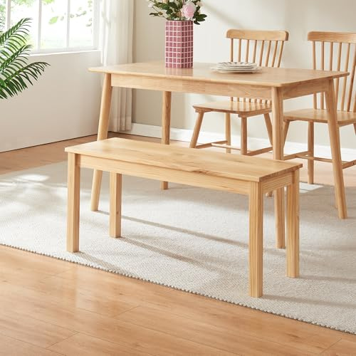 [en.casa] Esszimmerbank Trerunulu Sitzbank 100 x 35 x 45 cm Holzbank Bank für Esszimmer Küche Wohnzimmer Küchenbank Kiefernholz Essbank Natur