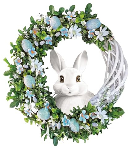Osterkranz mit Eiern Osterdeko zum Aufhängen Ostereier Deko Kranz Osterdeko Outdoor Türkranz Frühling Deko Haustür Wandkranz Frühlingskranz Osterdekoration für Frühlingsdeko