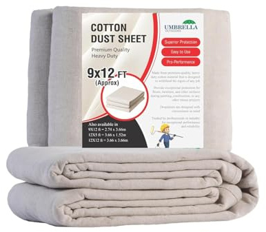 Ultra Heavy Duty Premium Cotton Dust Sheets for Decorating Painting Drop Cloths for Furniture, Floor Covering, Dust Covers Durable, Reusable Sheets for Renovation, Construction (Natural, 6X3FT)