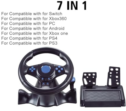 Lecreatekit Volante USB Racing con vibrazione per interruttore per ps4 per ps3 per xbox 360 PC, controller di gioco ergonomico in ABS con pedali per sim racing, nero