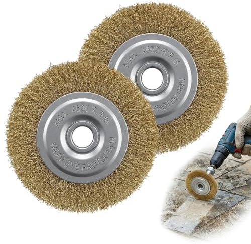 2 Pcs Wire Wheel Brushes 115mm for Patio Cleaner Weed Sweeper Patio Tool | Heavy Duty Steel Replacements Clear Block Paving Joints Rust and Debris from Outdoor Hard Surfaces Patio Weed Cleaning Brush