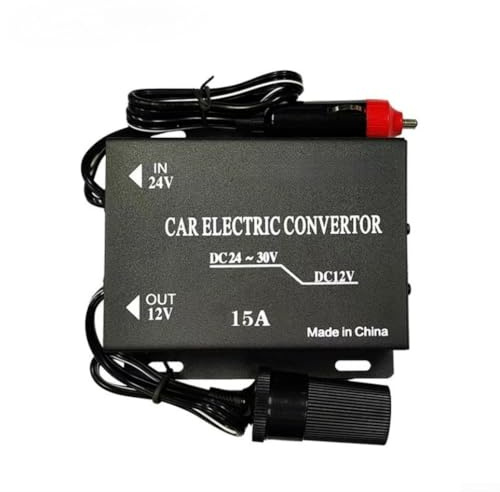 Transformador de tensión CC de 24 V a 12 V, 30 A, 240 W, carcasa de aluminio, protección contra cortocircuitos para coche, camión, radio LED (15 A)