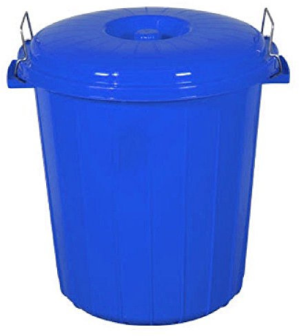 S&MC Gardenware Small 50L / 70L Coloured Plastic Bin Outdoor Rubbish Dustbin Animal Feed Seed Storage (50L, Blue)