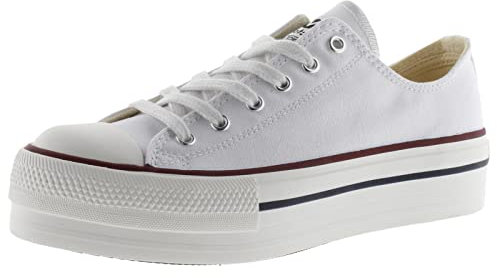 Victoria Basket Basse Tribu Toile & Double Plateforme 1061100 pour Femme Blanco 39