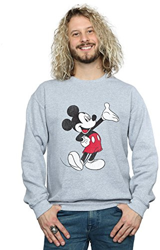 Disney Men's Mickey Mouse Traditional Wave Sweatshirt Sport Grey X-Large